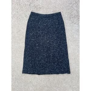 Vtg Keneth Too Wool Ribbed‎ Knit Midi Skirt Gray Pencil 80s 90s Grandmacore Sz 5